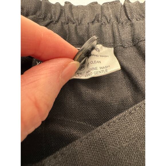 Vivid Womens Black Wide Leg Crop Capri 100% Linen Pants Sz 2X NWT Zip Front - Picture 7 of 9